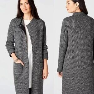 J.Jill Herringbone  $189 Black Gray Herringbone Sweater Cardigan Coat  4X